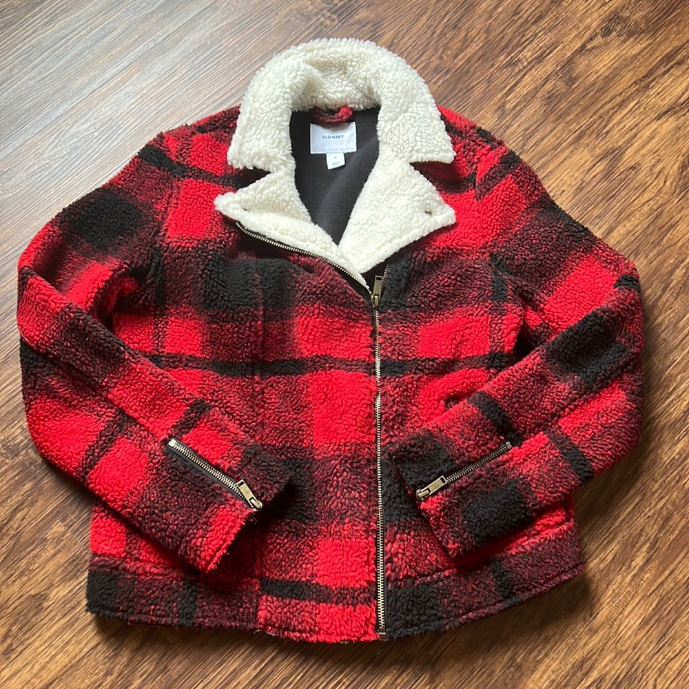 Buffalo Plaid Sherpa Bomber Jacket